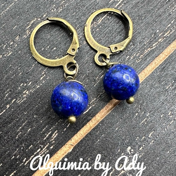 Lapis Beaded Hoop Earrings - Picture 1 of 1